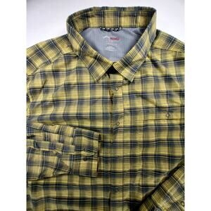 Swiss Tech Men's Yellow Spring Plaid Snap Button Long Sleeve Hiking Shirt 2 XL